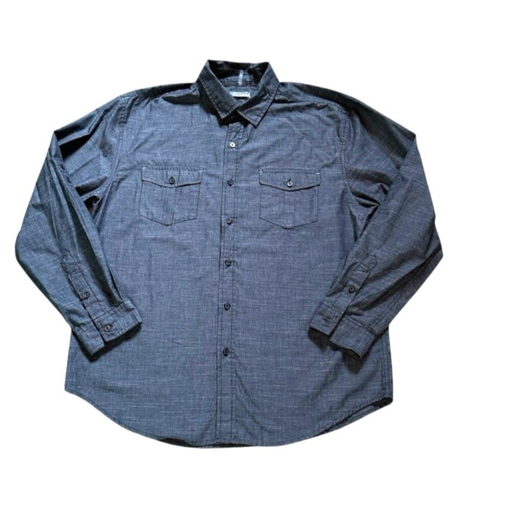 bruno Men’s L shirt long with alt roll button sleeve minimalist casual preppy